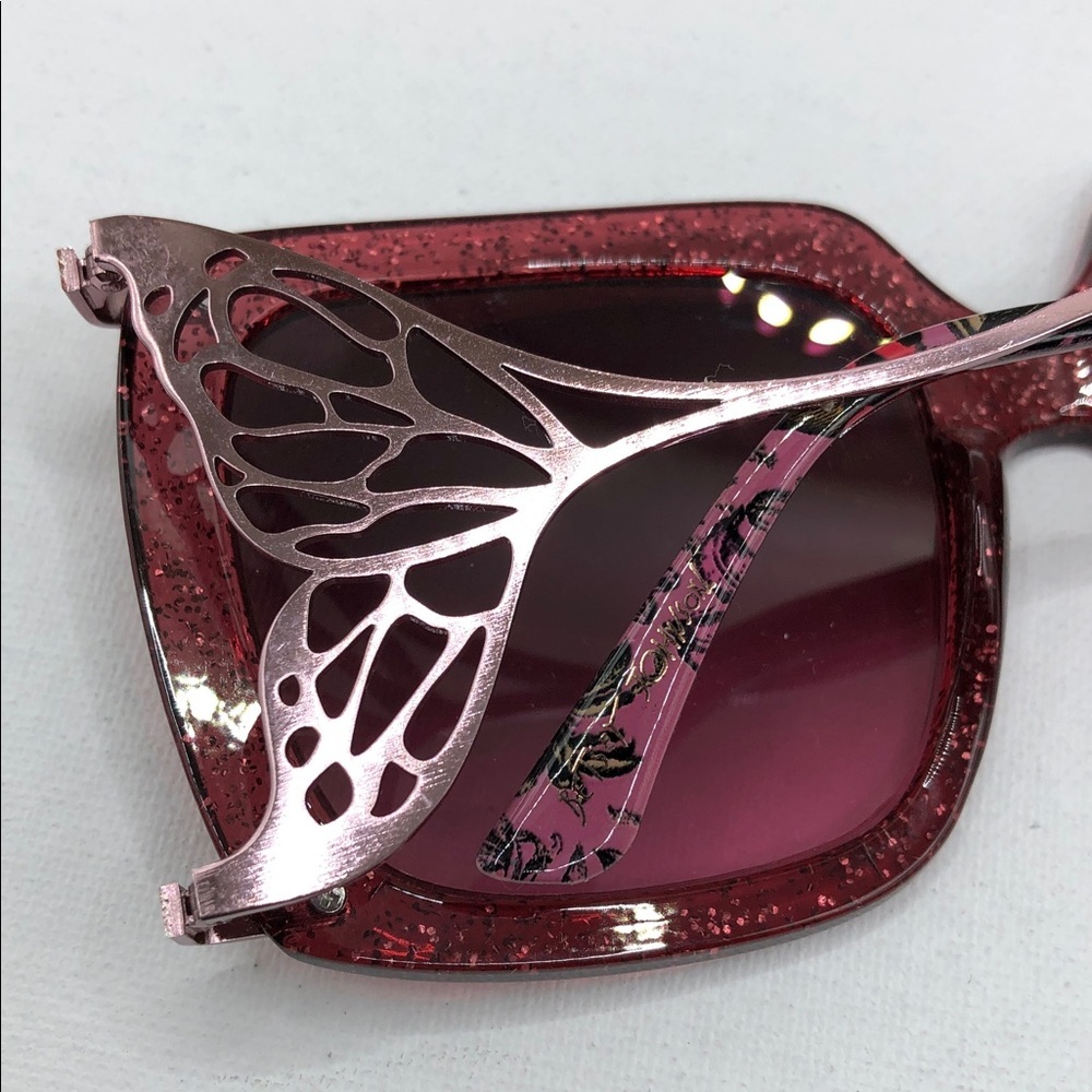 Betsey Johnson mermaid tail oversized glitter red rose sunglasses square. - Picture 5 of 10